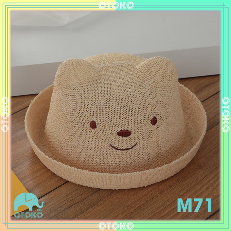 Mũ cói hình gấu cho bé trai 0-3 tuổi