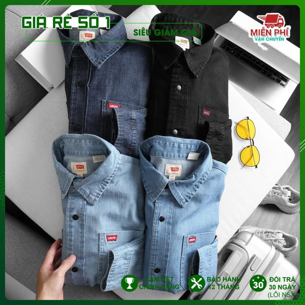 Áo khoác jeans nam chính hãng, Chất cotton hàng hiệu cao cấp, Sản xuất tại Cambodia