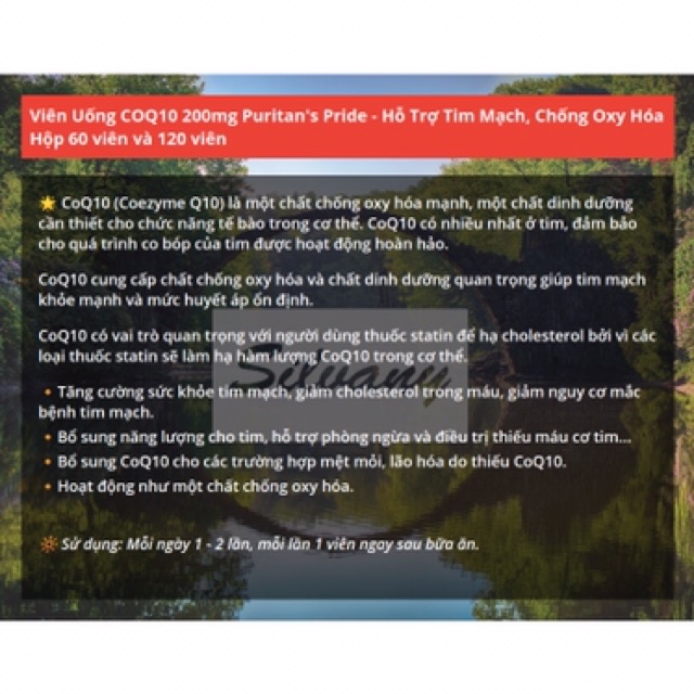Viên Uống COQ10 200mg Puritan’s Pride Hỗ Trợ Tim Mạch , Chống Oxy Hoá | Thế Giới Skin Care