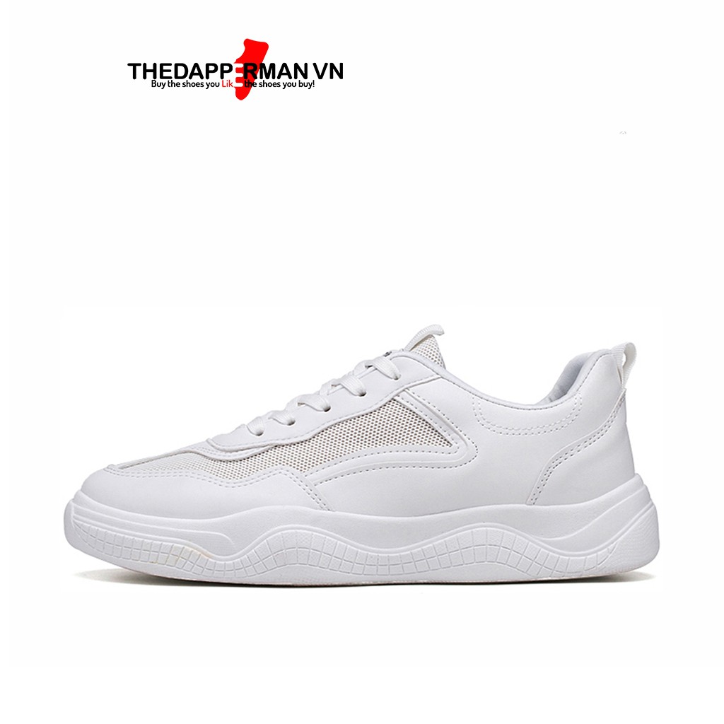 Giày sneaker nam thể thao THEDAPPERMAN CS02 chất liệu da, đế cao su nhiệt dẻo, êm chân, chống trơn trượt, màu trắng