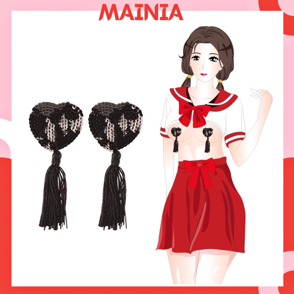 Miếng Dán Ngực Che Nhũ Hoa HìnhnTrái Tim sexy đồ che ti siêu dính 2 màu đen đỏ sử dụng nhiều lần Mainia Shop