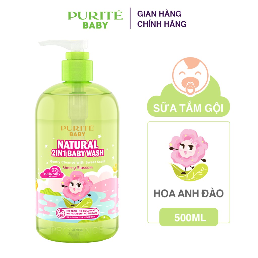 Combo Sữa Tắm Gội Purité Baby Hoa Anh Đào 500ml & Bơ đậu mỡ 500ml | BigBuy360 - bigbuy360.vn