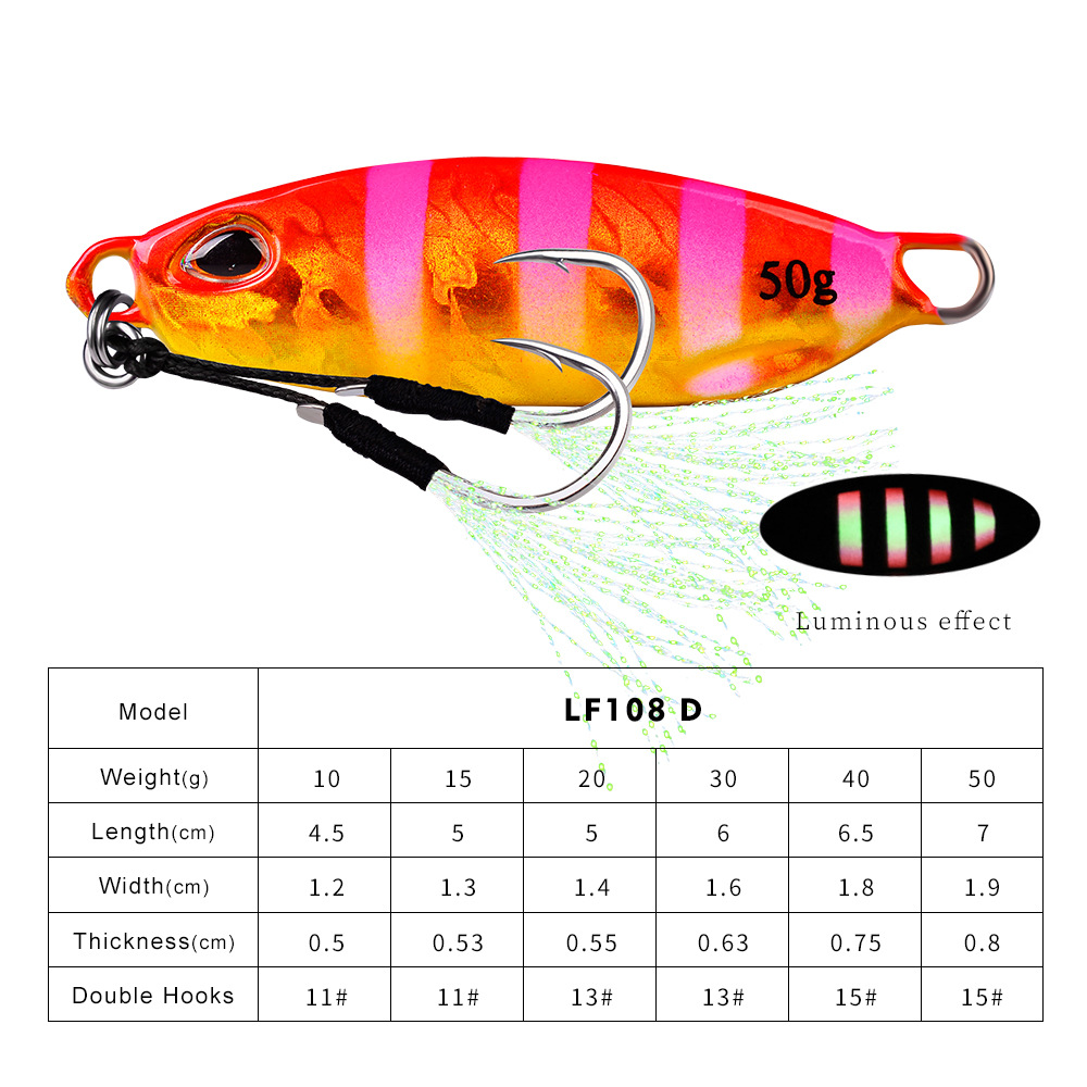 PROBEROS Dã Ngoại Sinking Lure 10g/15g/20g/30g/40g/50g Metal Jig Fishing Lure Lưỡi Câu Mồi Mềm  Phụ Kiện Câu Cá LF108