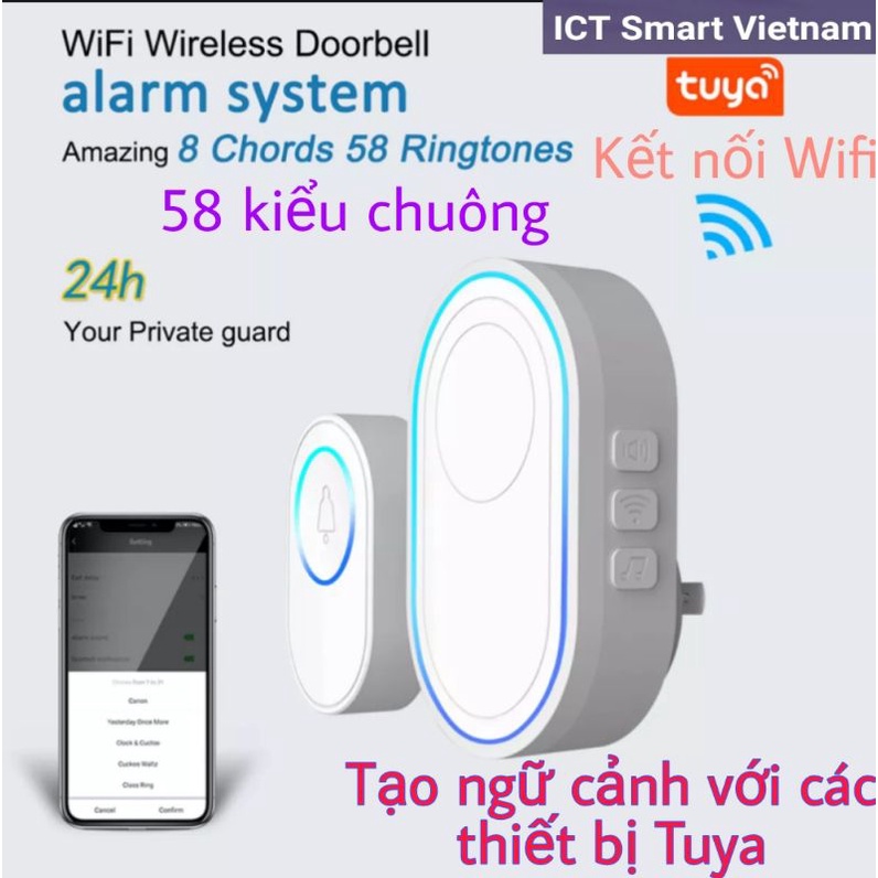 Chuông cửa Wifi Tuya thông minh với 58 kiểu chuông khác nhau