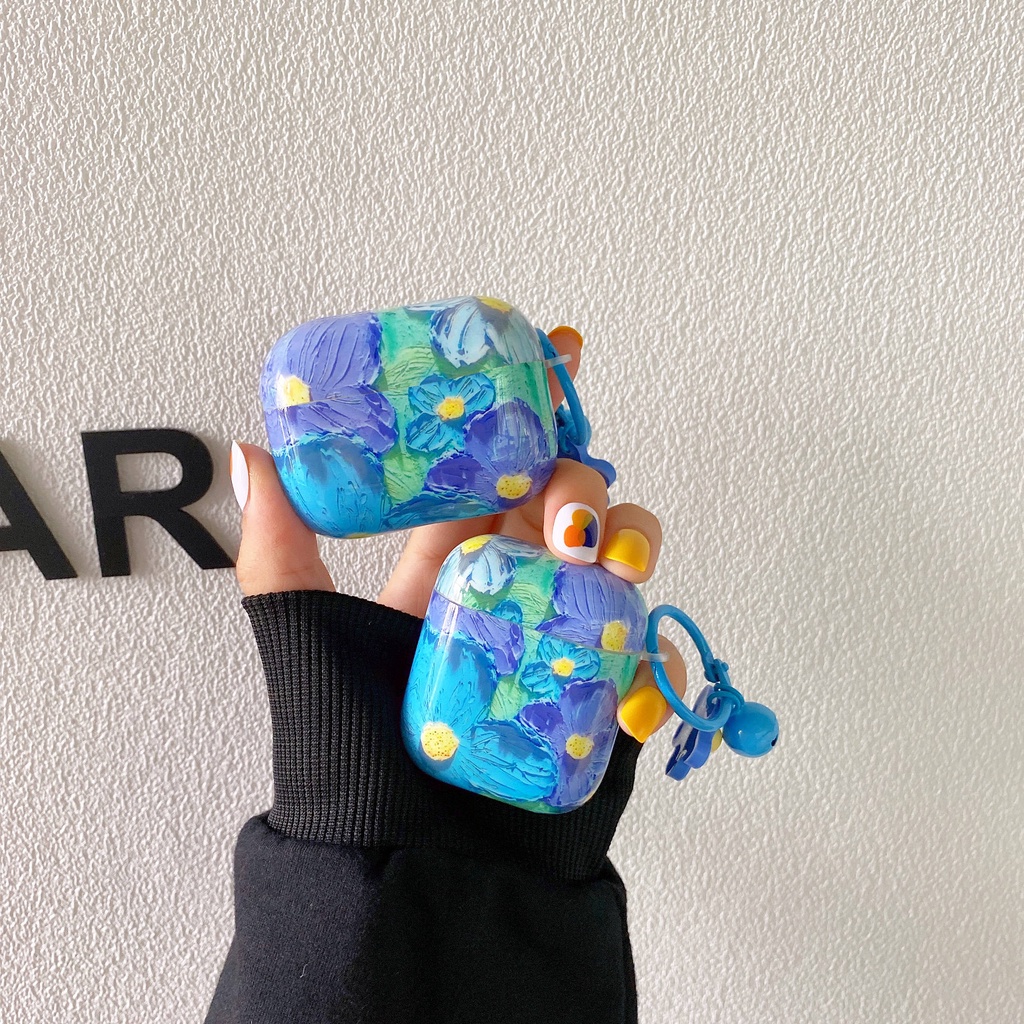 Vỏ Bảo Vệ Hộp Sạc Tai Nghe compatible AirPods3 / 3 Pro / 2Gen Họa Tiết Tranh Sơn Dầu Hình Hoa Cao Cấp