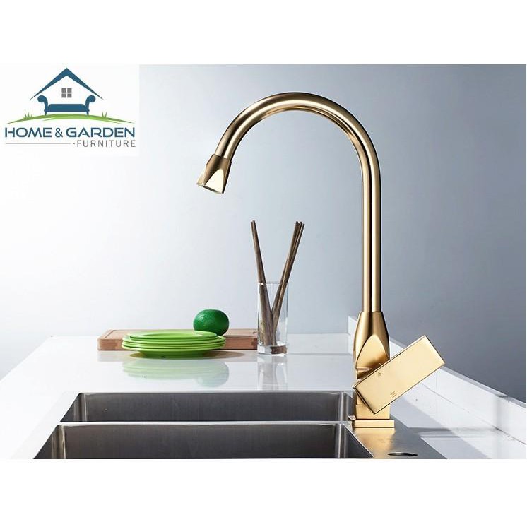 Vòi nước nóng lạnh bồn rửa chén mạ vàng tĩnh điện 7 lớp cao cấp Home&amp;Garden - Kitchen Faucet Golden  2018