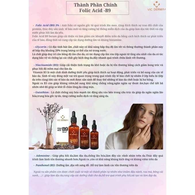 Serum B9 Vic Derma Folic Acid Phục Hồi Trẻ Hóa Da 50ml