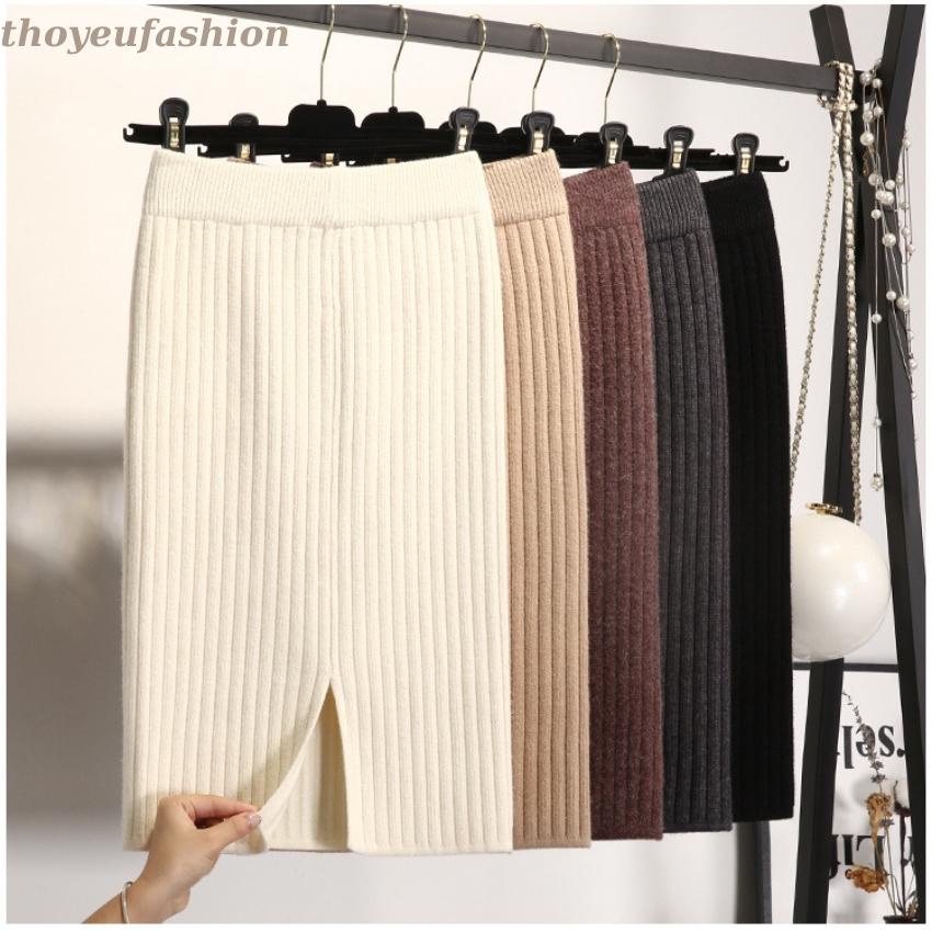 Chân Váy Len Dáng Dài, Ngắn Xẻ Sau Hàng Quảng Châu Chất Len Đũa Mềm Mịn Dễ Mix Đồ | BigBuy360 - bigbuy360.vn