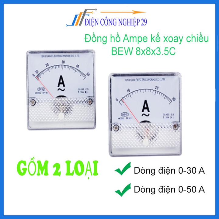 Đồng hồ Ampe kế xoay chiều BEW 8x8x3.5Cm