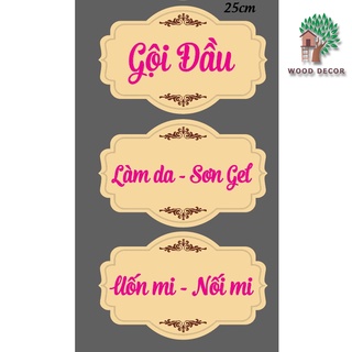 Bảng gỗ thiết kế, bảng gỗ trang trí treo salon Gội đầu - Sơn Gel size 45cm