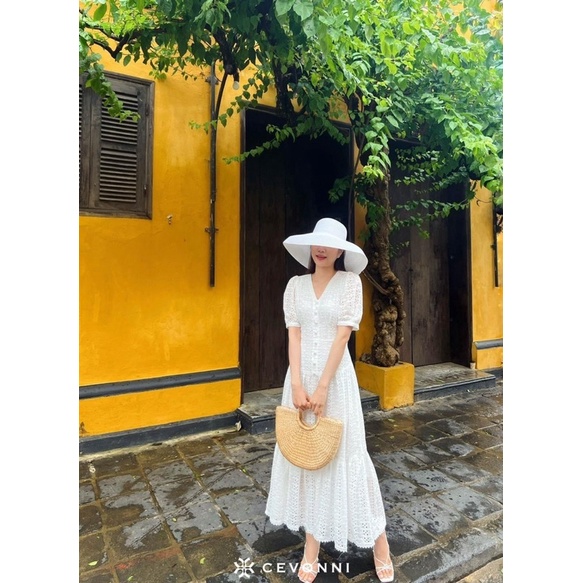 ĐẦM MIDI XÔ HÀNG NÚT Ô NHÍ