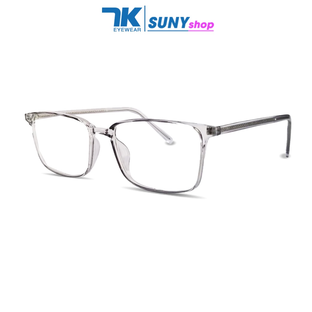 Gọng kính nam nữ mắt cận chữ nhật 7K8188 màu đen, hồng, xám bạc. Tròng giả cận 0 độ chống ánh sáng xanh, tia UV