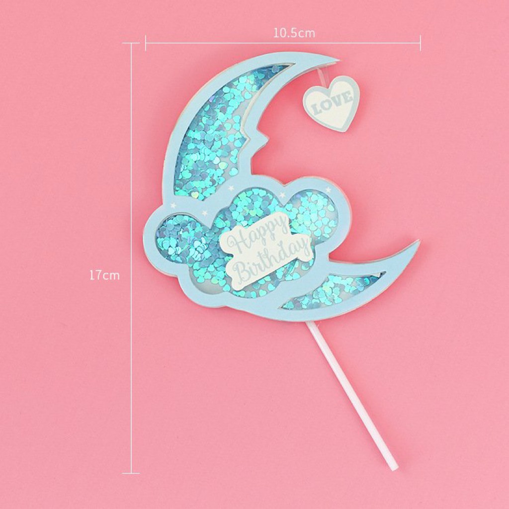 [SIÊU RẺ❤️] – Que cắm mặt trăng kim tuyến - Trang trí bánh sinh nhật bánh kem