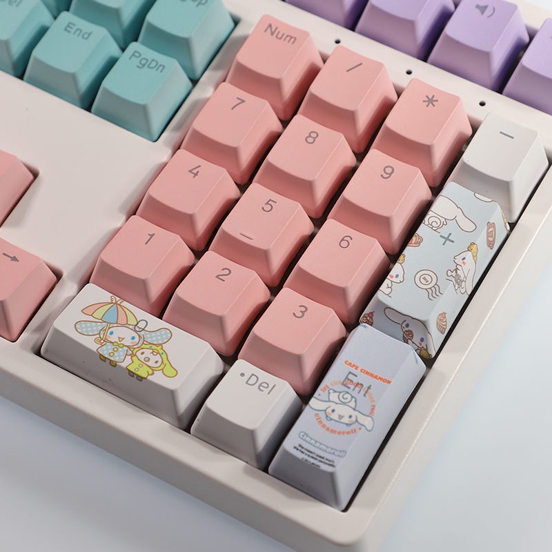 Cinnamoroll Keycap Cherry Profile Sanrio Mascot Chủ đề Anime PBT Thuốc nhuộm Thăng hoa Bàn phím cơ Truyền ánh sáng Keycaps 108 Phím