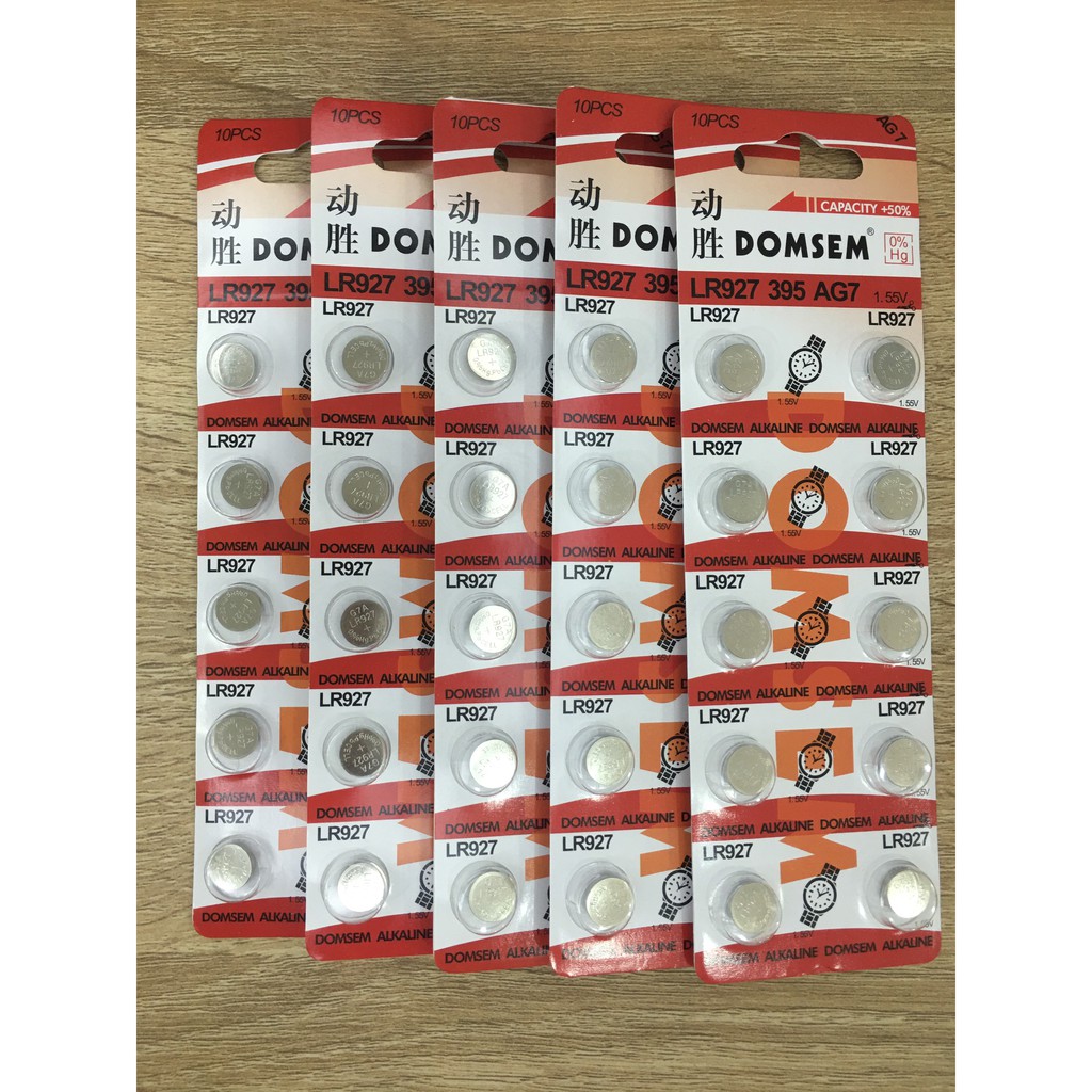 Vỉ 10 viên pin Domsem LR927 926 927 AG7 G7 SR927SW