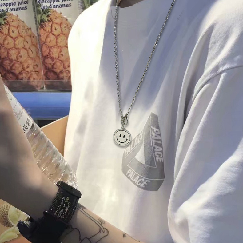 Vòng cổ Mặt Cười Tròn Xoay Smile dây chuyền titan không gỉ phong cách Hàn Quốc thời trang cá tính