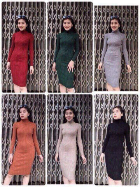 Đầm body cổ Lọ thun gân | BigBuy360 - bigbuy360.vn