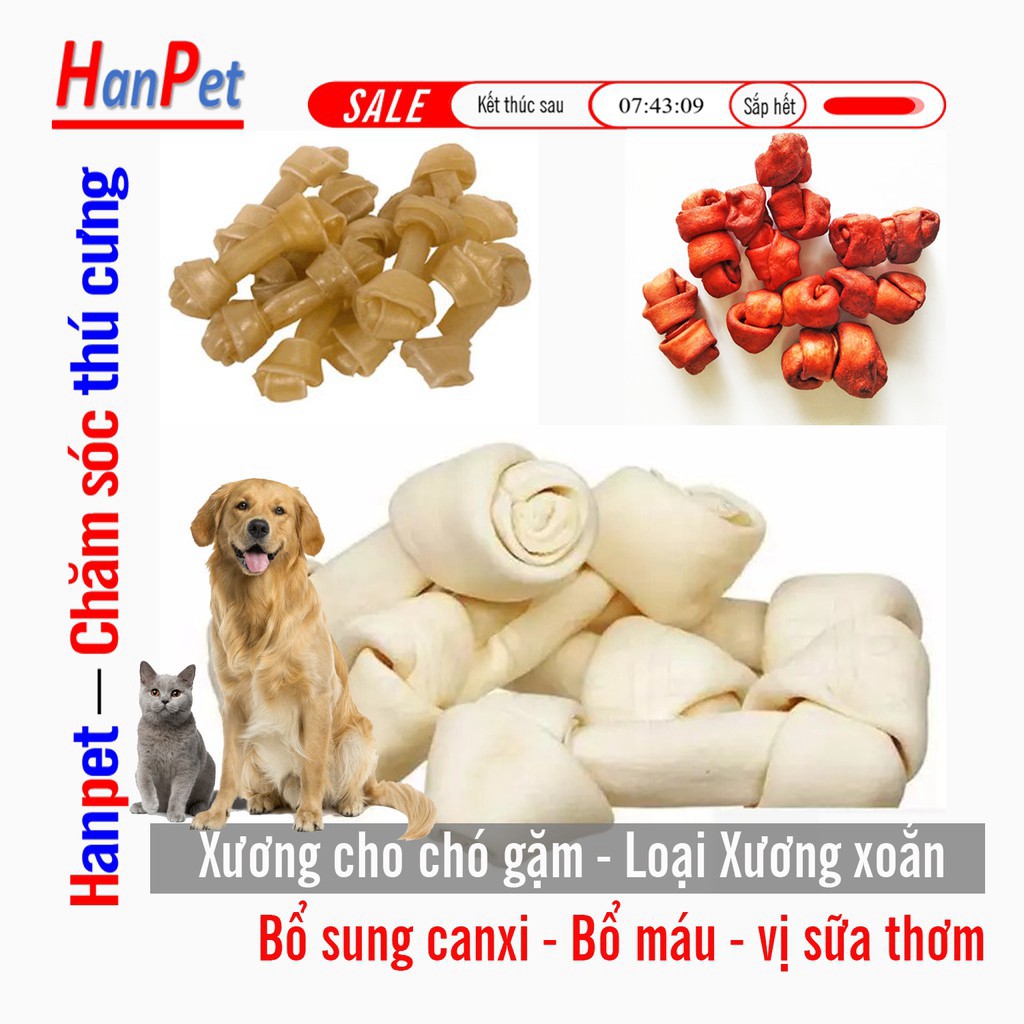 HCM-Bộ Xương xoắn da bò cho chó gặm - dài 5cm (hanpet 368)