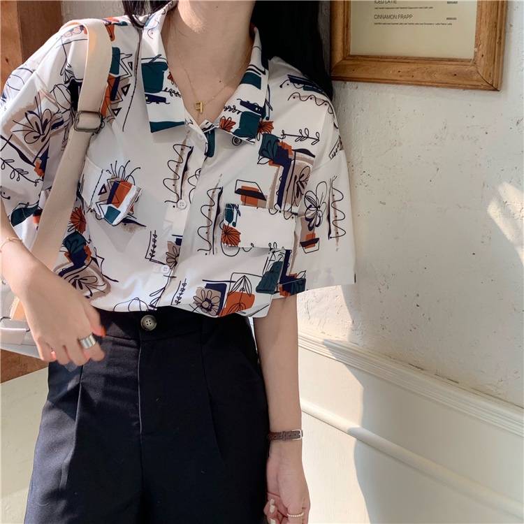 Áo sơ mi voan nữ có cổ polo croptop phối màu đẹp đi chơi thời trang kiểu 2020