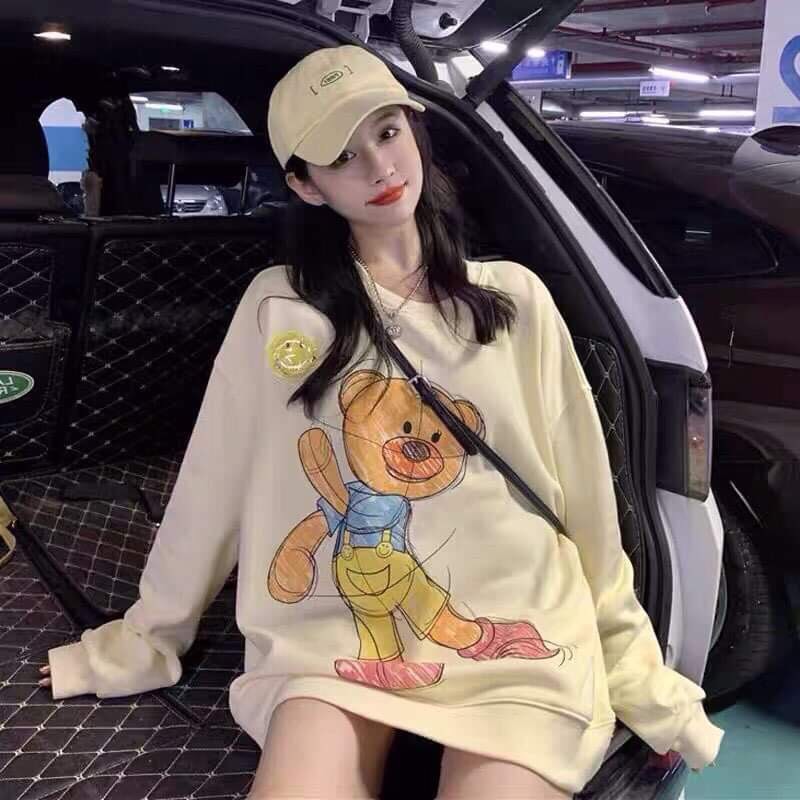 Áo Sweater Dài Tay Hình Gấu Ngộ Nghĩnh UNISEX Dành Cho Nam & Nữ- Áo Nỉ Form Rộng | BigBuy360 - bigbuy360.vn