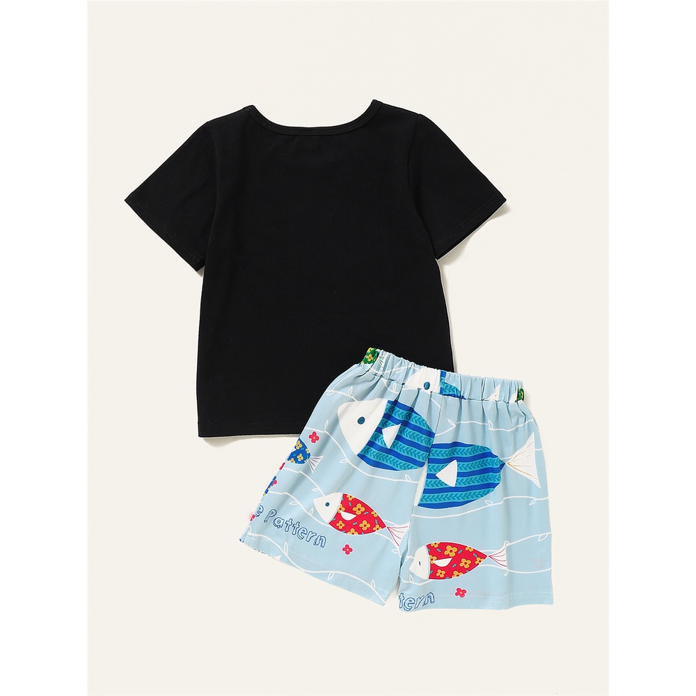 Set Đồ Thể Thao Gồm Áo Tay Cộc In Họa Tiết + Quần Ngắn Mùa Hè Cho Bé Trai 1-6 Tuổi
