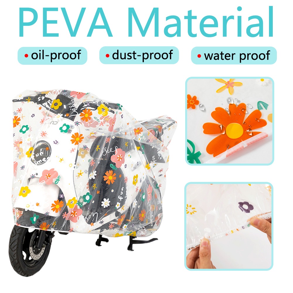 Vỏ bọc xe máy Động cơ Mưa bụi Thiết kế trong suốt PEVA chống thấm Chất liệu bảo vệ môi trường Che phủ Trong nhà Ngoài trời M L