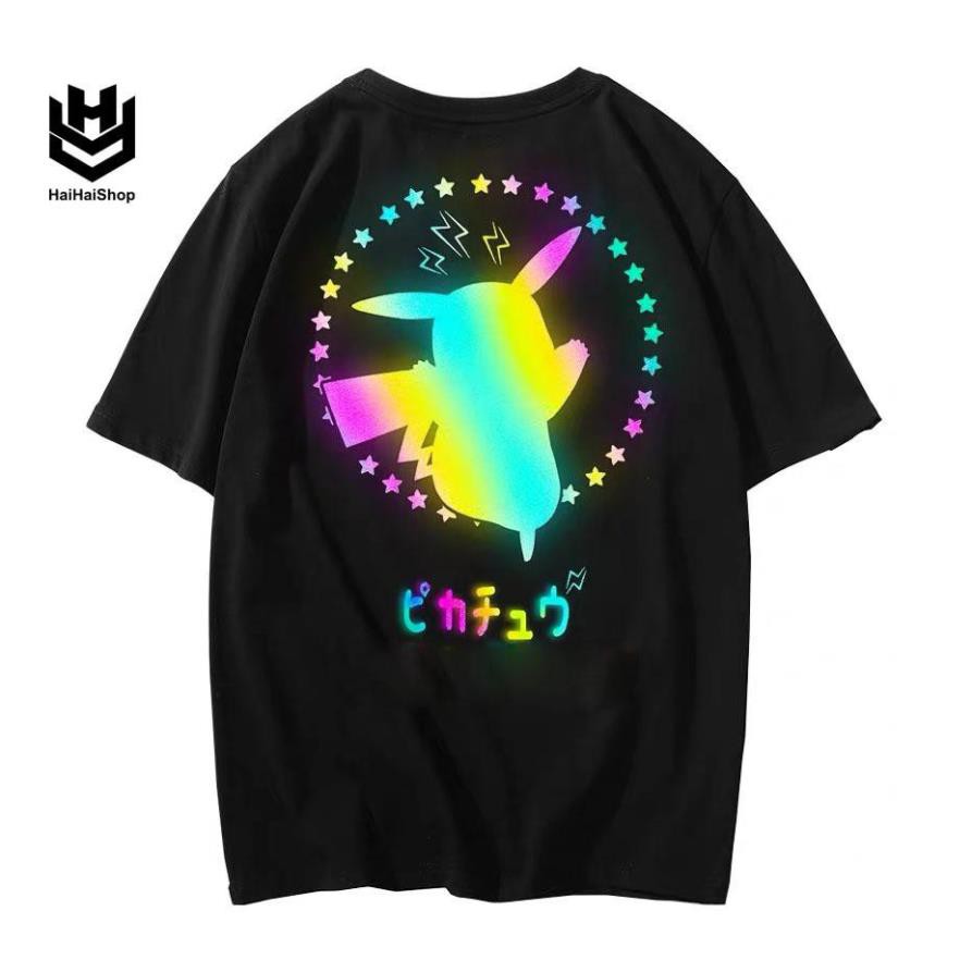 Áo Thun Phản Quang Pikachu Hàn Quốc Cotton 75% Form Rộng Unisex Nam Nữ Rẻ Đẹp HaiHaiShop, Ken T-Shirt. ་