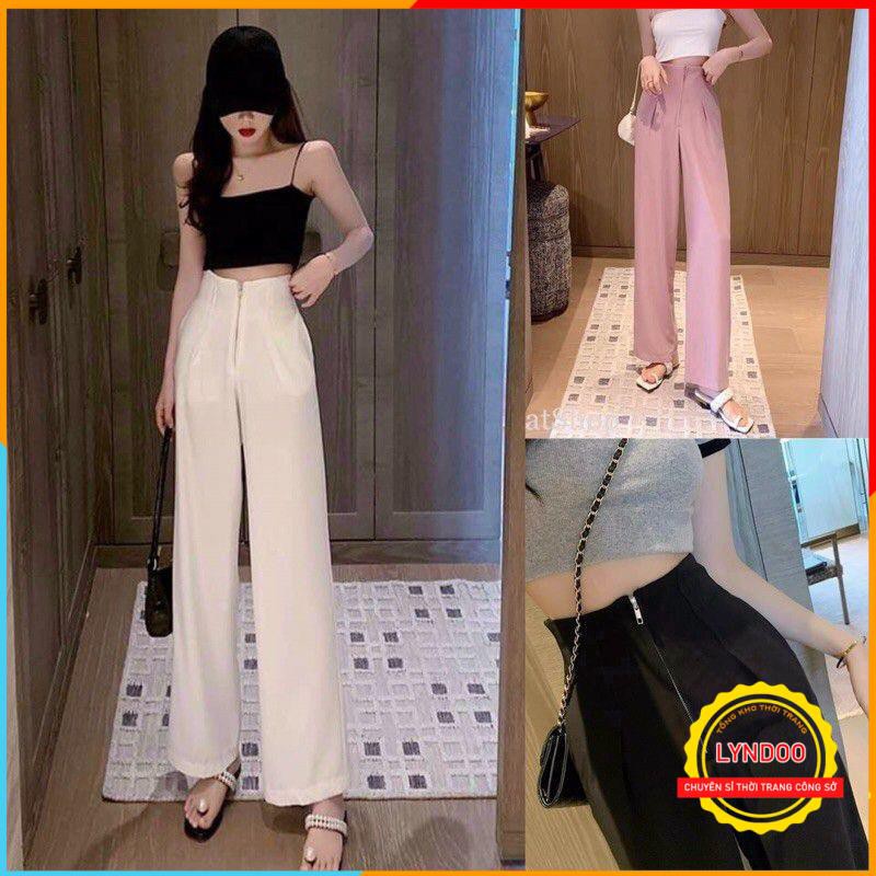 Quần baggy nữ ống rộng cạp liền 💖 𝑭𝑹𝑬𝑬𝑺𝑯𝑰𝑷 💖 Quần baggy ống rộng suông khóa trước hack dáng cực đẹp