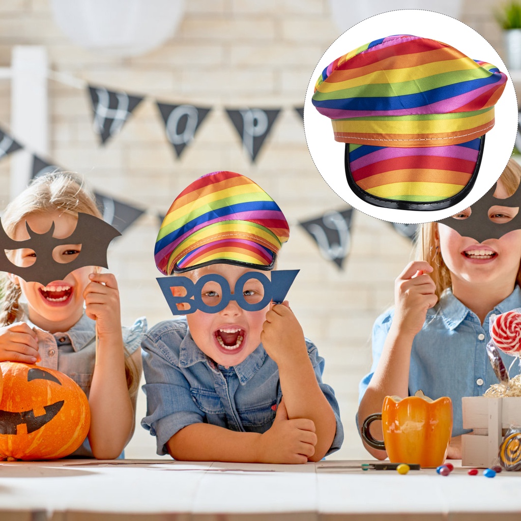 Nón Thuyền Trưởng Màu Cầu Vồng Dùng Hóa Trang Độc Đáo❤️