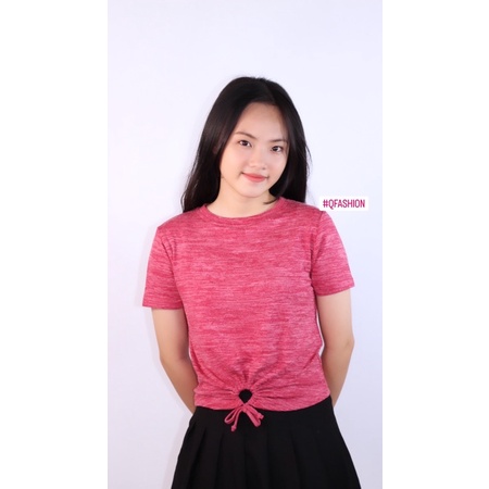 Áo thun lửng tay ngắn buộc dây