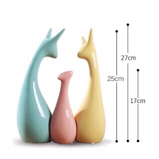 Bộ tượng sứ gia đình hưu nai 4 người siêu đẹp biểu tượng của hạnh phúc decor phòng khách