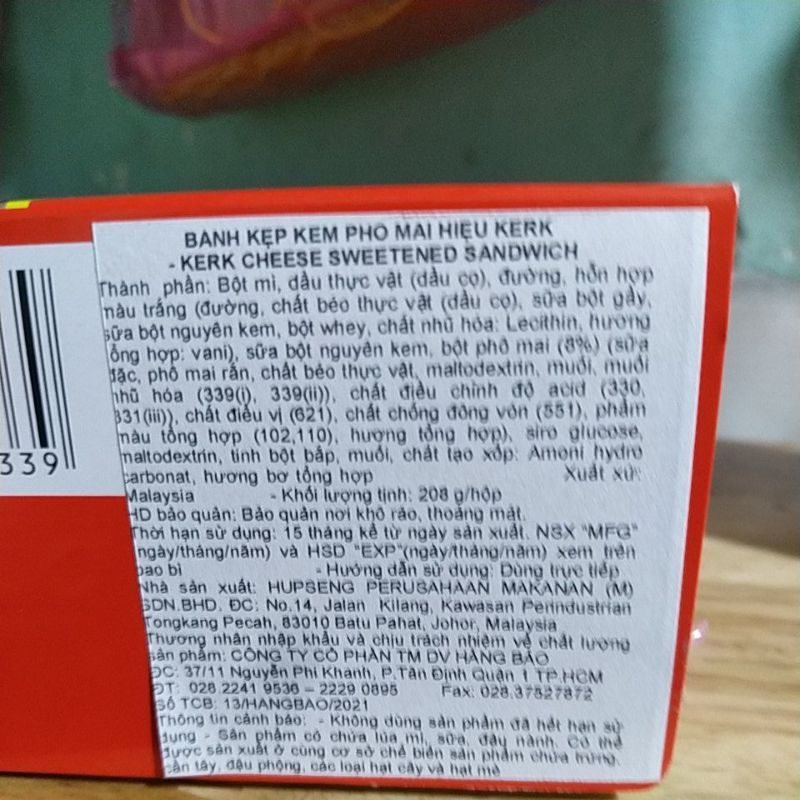 BÁNH CHEESE KẸP PHÔ MAI KERK 208g