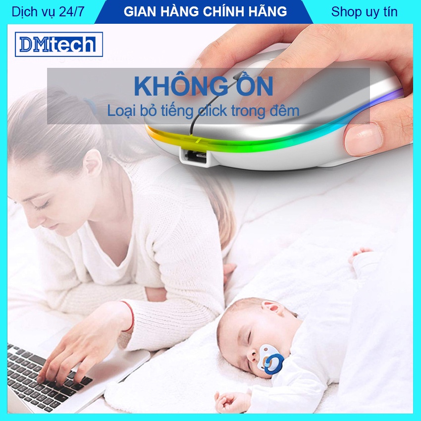 Chuột không dây BLUETOOTH 5.1 2.4G pin tự sạc Dmtech V1 chơi game mobile chất lượng cao, màu sắc cá tính - DMtech