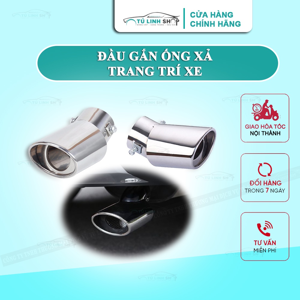 Chụp cổ pô ô tô dạng cong trang trí xe, bằng thép không gỉ