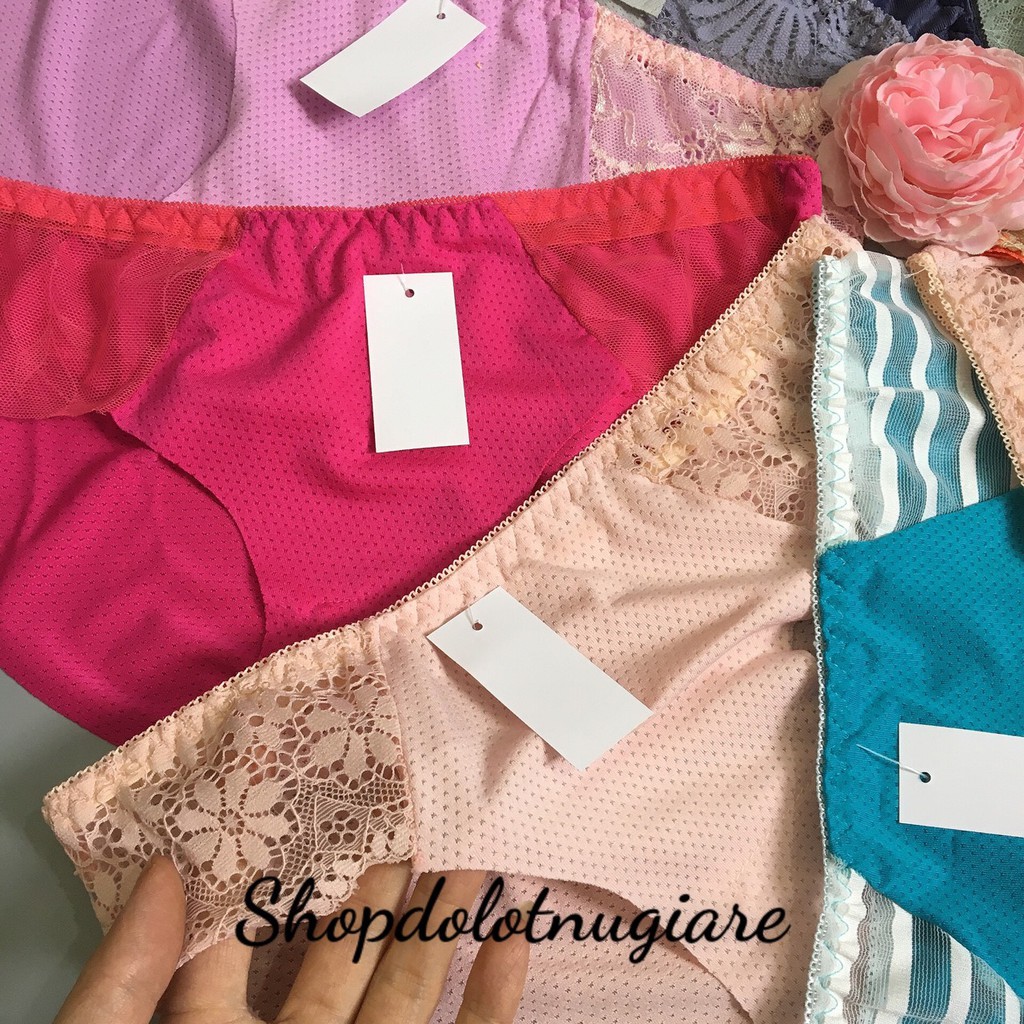 Quần lót cotton thông hơi phối ren hai bên suờn đẹp mát cho chị e từ 45 - 58kg | BigBuy360 - bigbuy360.vn