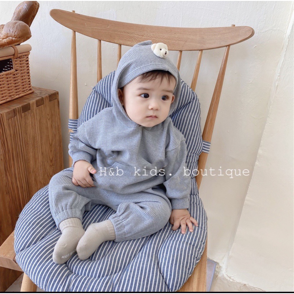 Bộ Nỉ Cho Bé 1-4 Tuổi Chất Liệu Nỉ Tổ Ong Hàng HotTrend Bộ Nỉ Thu Đông Cho Bé Trai bé Gái Có mũ Đính Gấu Bông Siêu Ấm
