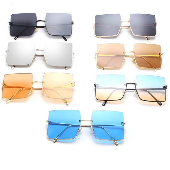 Kính Mát Nữ Nửa Gọng Kim Loại Phong Cách Retro Mới