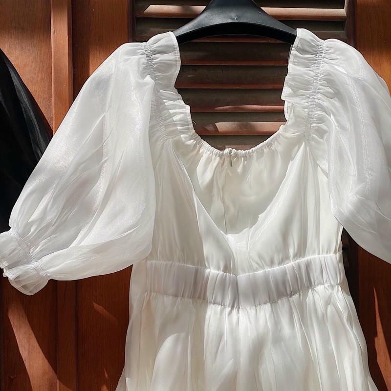 ĐẦM XINH BISTYY DRESS style trắng tinh khôi ngọt ngào 2 lớp vải dày dặn chất vải organa thiết kế cút out phần eo | BigBuy360 - bigbuy360.vn