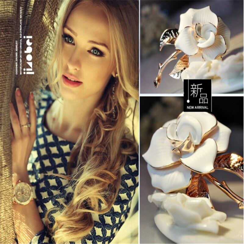 Trâm Cài Áo Hình Hoa Hồng Bằng Kim Loại Cao Cấp Phong Cách retro