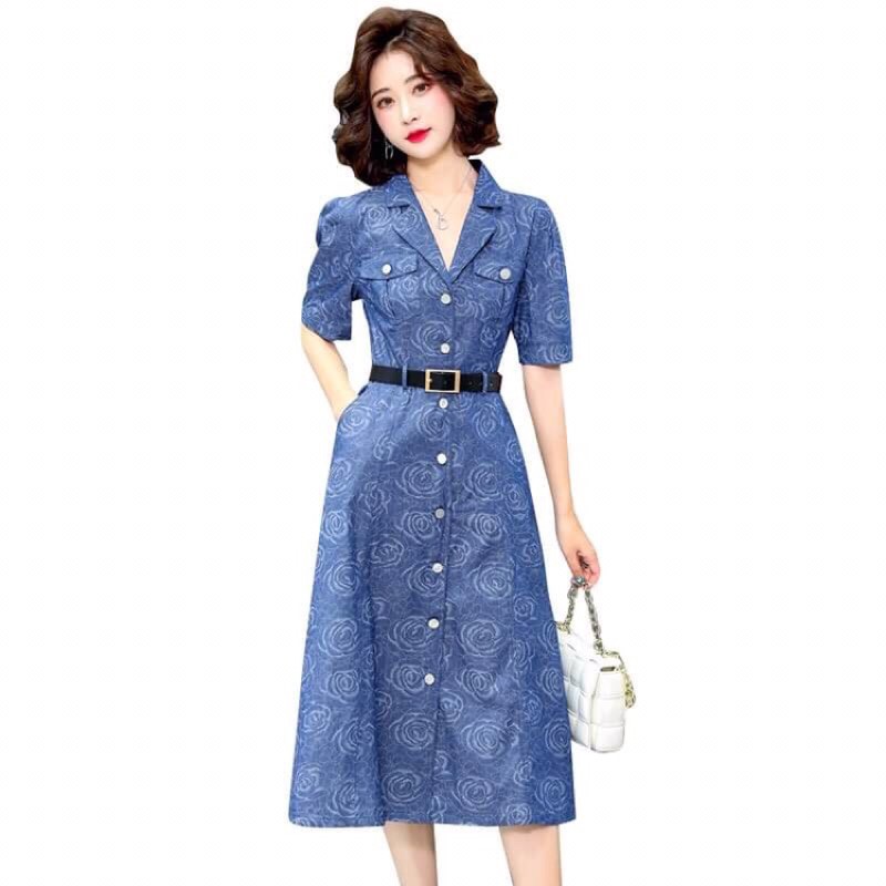 Đầm jean nữ cao cấp hoạ tiết nổi bật QCNP2923