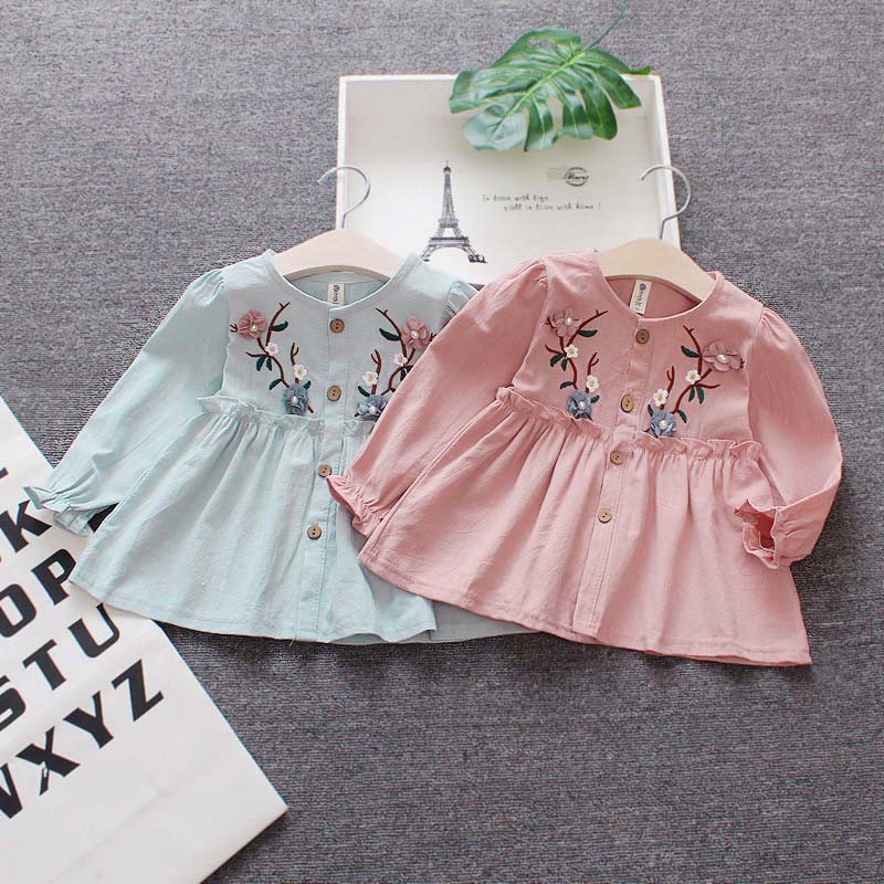 Đầm Hoa Tay Dài Cho Bé Gái