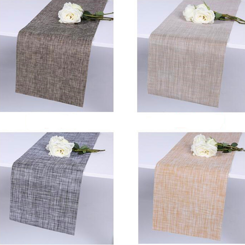 Long Size Japanese-style Solid Color Placemat PVC Woven Heat-insulating Table Runner Mat Waterproof Tableware Mats