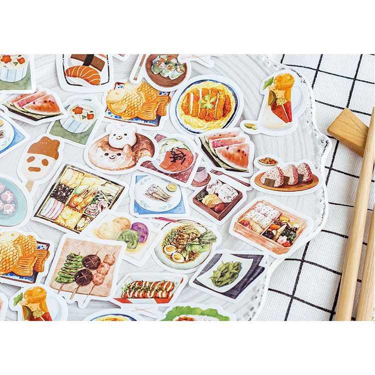 Bộ 46 Sticker Món Ăn Hàn Quốc dán trang trí E27