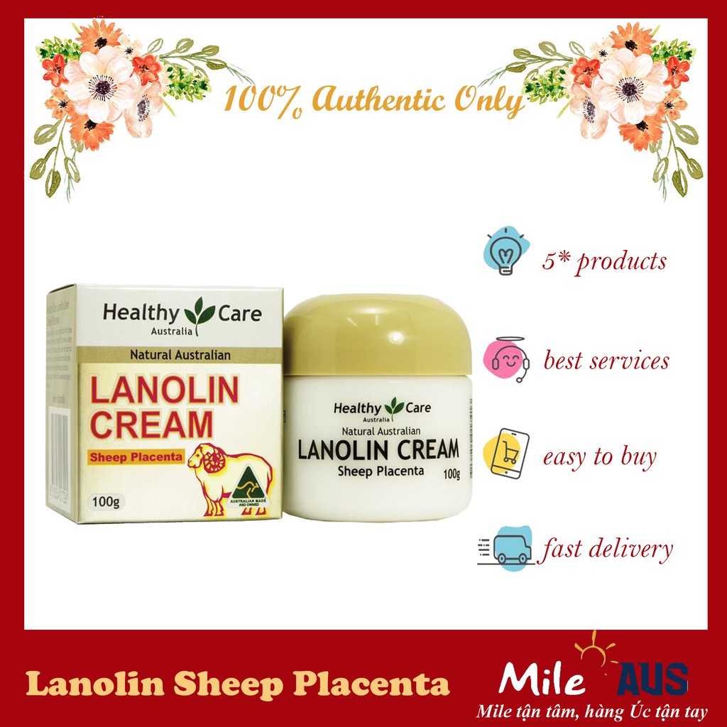 Kem dưỡng trắng da nhau thai cừu Healthy Care Natural Lanolin – Sheep Placenta (100g)