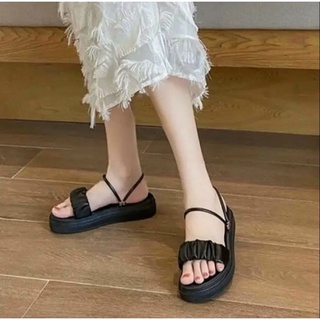 Giày sandal nhún quai kép đế bánh mì cao 2cm