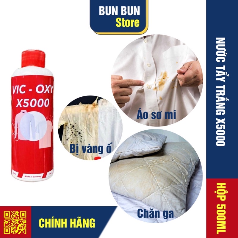 Nước tẩy trắng X5000 - Chính hãng - không làm bay màu vải, không khô vải