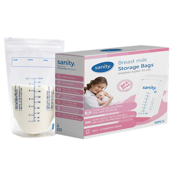 Túi trữ sữa Sanity hộp 30 túi 200ml