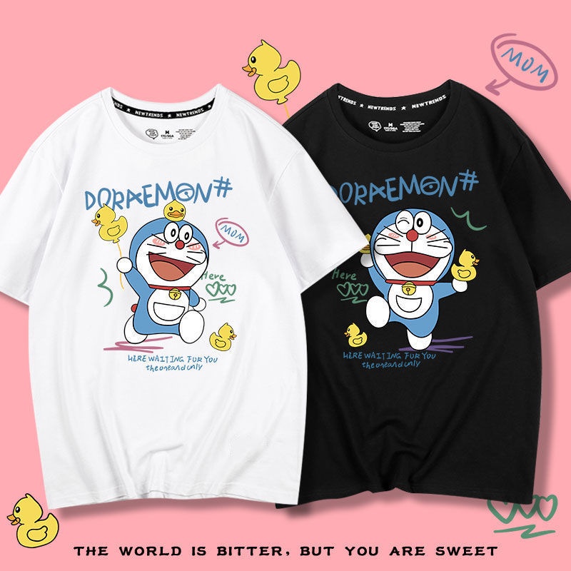Áo Thun Tay Ngắn In Hoạt Hình Doraemon Dễ Thương Thời Trang Mùa Hè Cho Các Cặp Đôi
