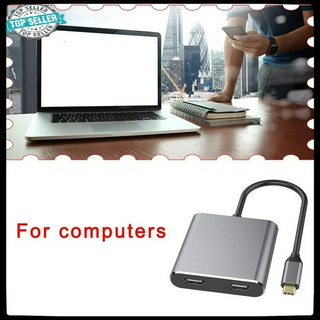  [Phụ kiện máy tính] HDMI Type C Adapter 4K C To Dual HDMI USB 3.0 Cable Charge Port Converter