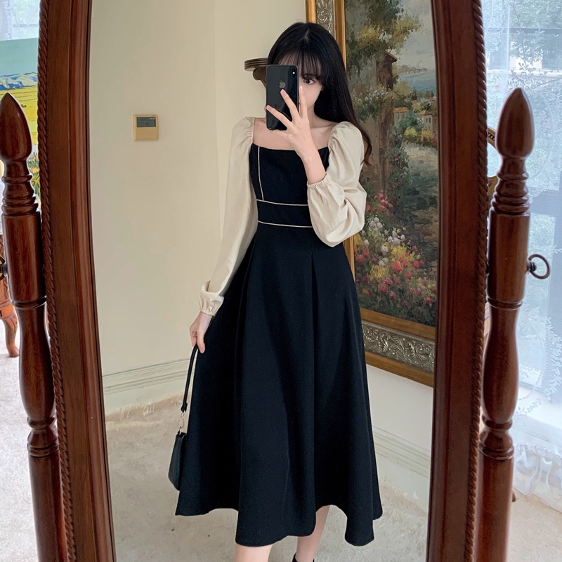 Đầm Midi Hàn Quốc Phong Cách Retro Sang Trọng